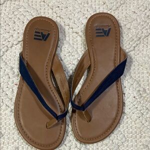 American Eagle Outfitters Women's Brown and Navy Sandals
